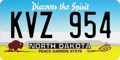 ND license plate KVZ954