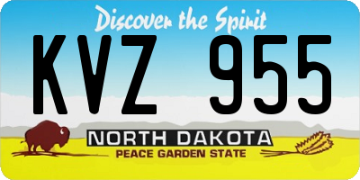 ND license plate KVZ955