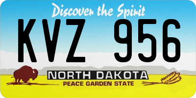 ND license plate KVZ956