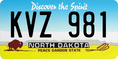 ND license plate KVZ981