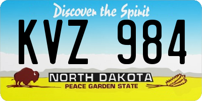 ND license plate KVZ984