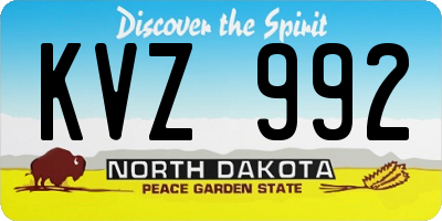 ND license plate KVZ992