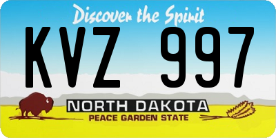 ND license plate KVZ997