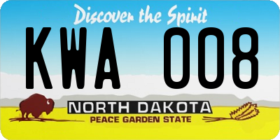 ND license plate KWA008