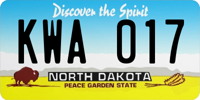 ND license plate KWA017