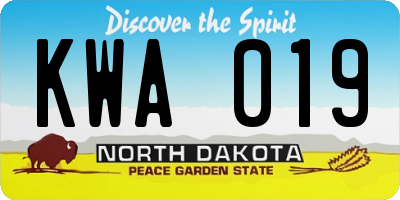 ND license plate KWA019