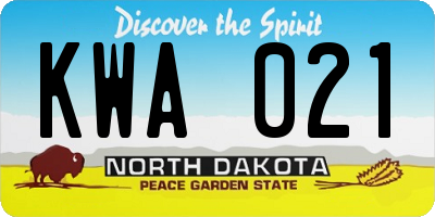 ND license plate KWA021