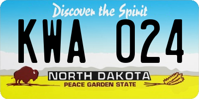 ND license plate KWA024