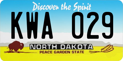 ND license plate KWA029