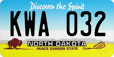 ND license plate KWA032