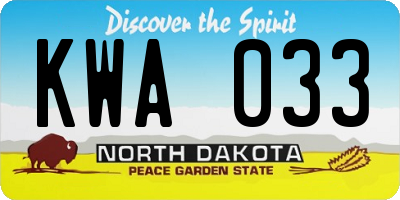 ND license plate KWA033