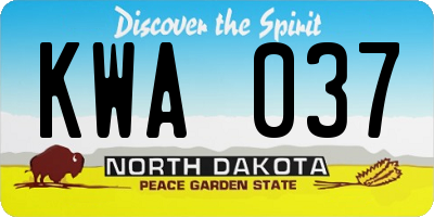 ND license plate KWA037