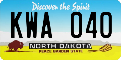 ND license plate KWA040
