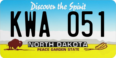 ND license plate KWA051