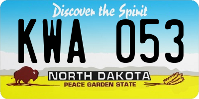 ND license plate KWA053
