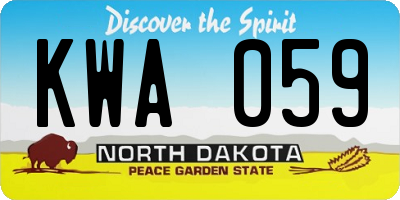 ND license plate KWA059