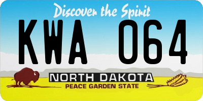 ND license plate KWA064
