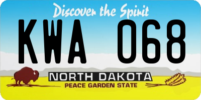 ND license plate KWA068