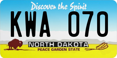 ND license plate KWA070