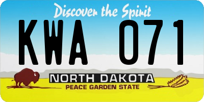 ND license plate KWA071