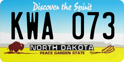 ND license plate KWA073