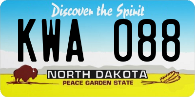 ND license plate KWA088