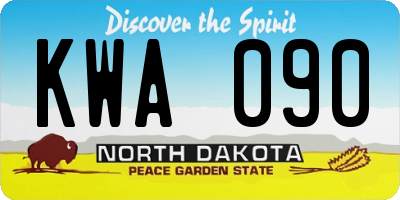 ND license plate KWA090