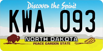 ND license plate KWA093