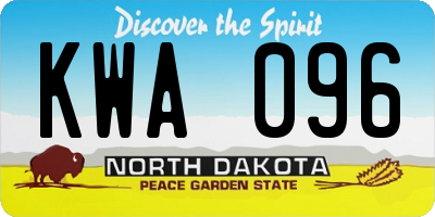 ND license plate KWA096
