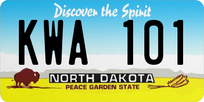 ND license plate KWA101