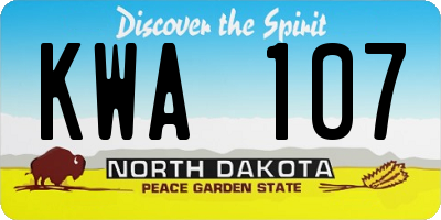 ND license plate KWA107
