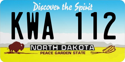 ND license plate KWA112