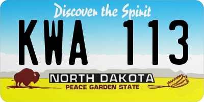 ND license plate KWA113