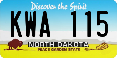 ND license plate KWA115
