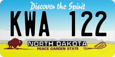 ND license plate KWA122