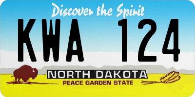 ND license plate KWA124