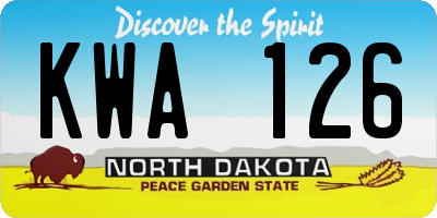 ND license plate KWA126