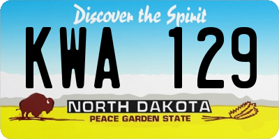 ND license plate KWA129