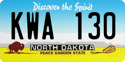 ND license plate KWA130