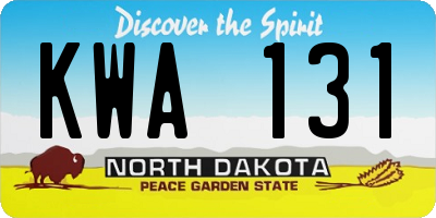 ND license plate KWA131