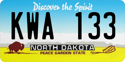 ND license plate KWA133