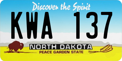 ND license plate KWA137