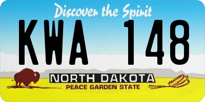 ND license plate KWA148