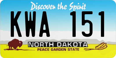 ND license plate KWA151