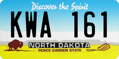 ND license plate KWA161