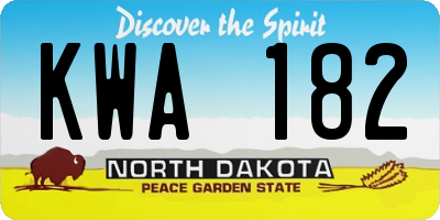ND license plate KWA182