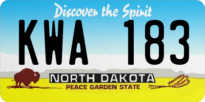 ND license plate KWA183
