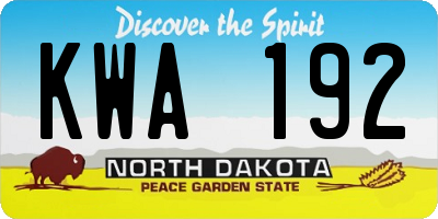 ND license plate KWA192