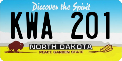 ND license plate KWA201