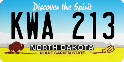 ND license plate KWA213